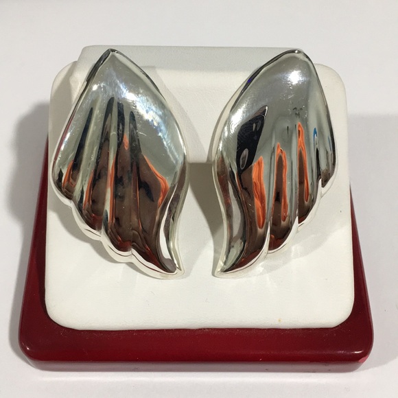 Sterling Silver Women's Angle Wings Earrings - Picture 3 of 4